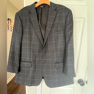 Jos. A. Bank Gray Blazer with Light Blue Windowpane-Men 48 R WORN ONCE